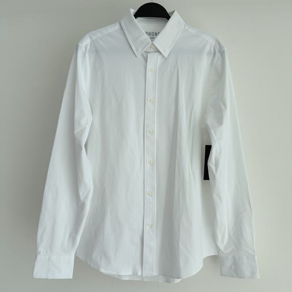 Rhone Commuter Shirt Mens Medium White Midweight Pro Button Up Performance - Picture 1 of 13